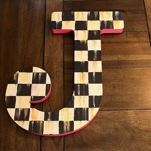 MacKenzie-Childs Checkered Letter Decor in Black, White, and Red